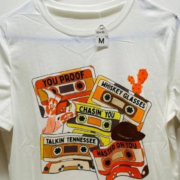 Morgan Wallen Cassette Tape T-Shirt Women's Medium Country Western Graphic Tee - Picture 2 of 7